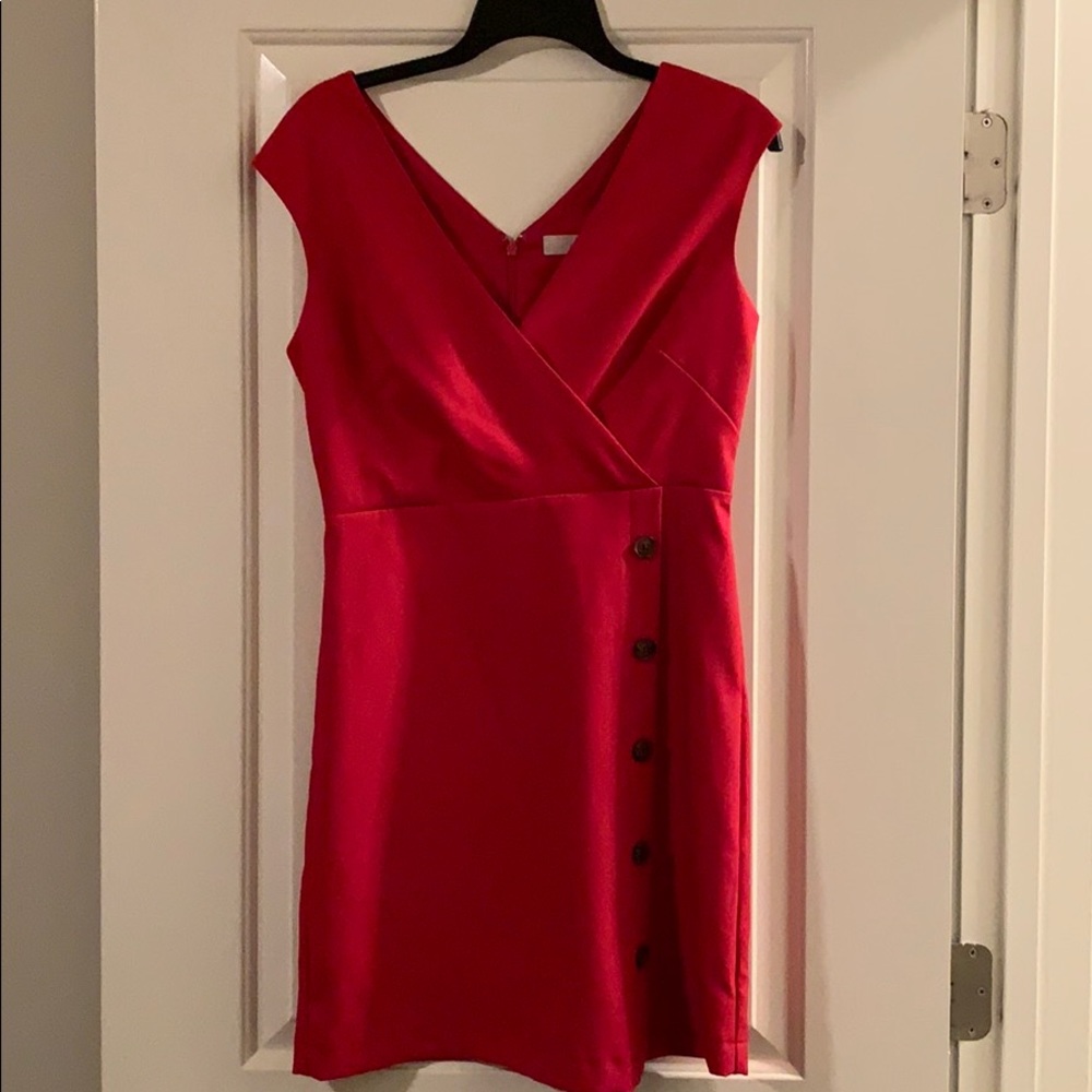 NWT red dress with tortoise shell buttons